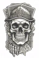 skull with royal flush hand of cards tattoo design idea