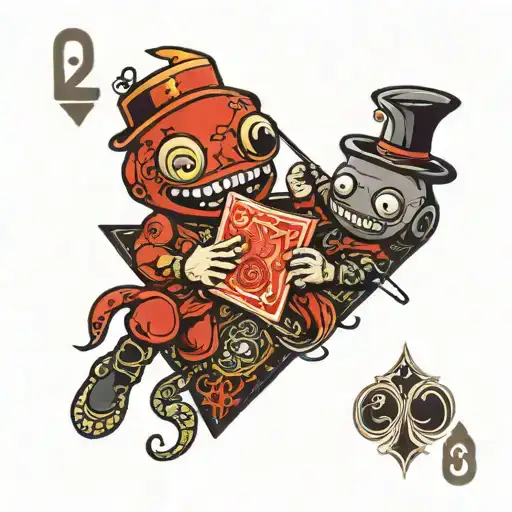 two sackboys playing cards tattoo design idea
