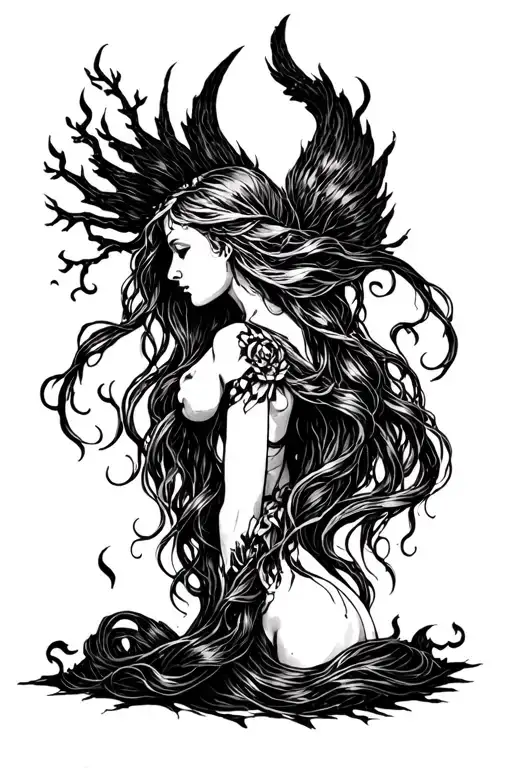 The fall of Samael Bible Rapunzel tattoo design idea