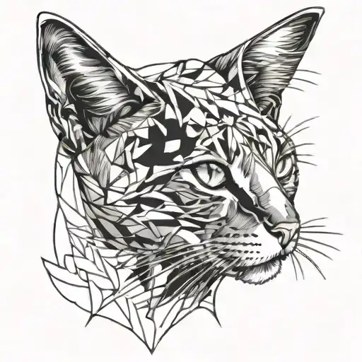 cat ears outline tattoo design idea