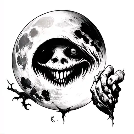 The grimace and the moon tattoo design idea