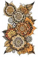 neo traditional full sleeve with geometric mandalas and shading  tattoo design idea