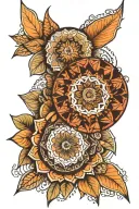 neo traditional full sleeve with geometric mandalas and shading  tattoo design idea