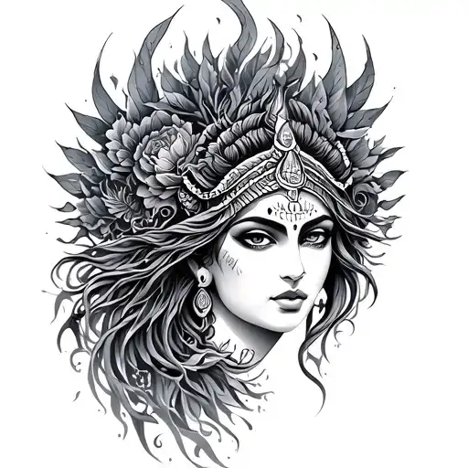 spiritual, Aquarius, Kali , nature inspired tattoo tattoo design idea