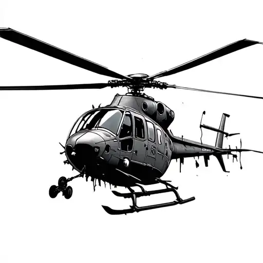 crashed helicopter tattoo design idea