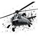 crashed helicopter tattoo design idea
