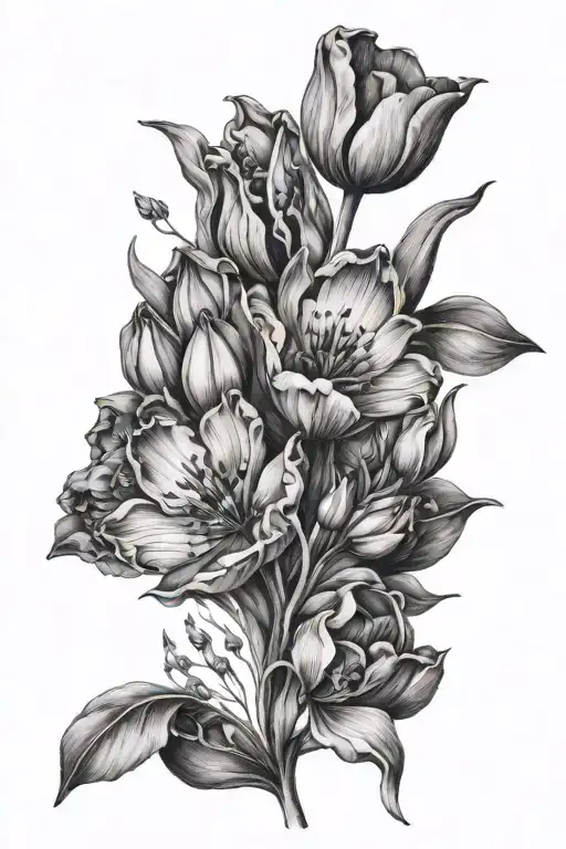 tulips forget me nots purple ri depois tattoo design idea