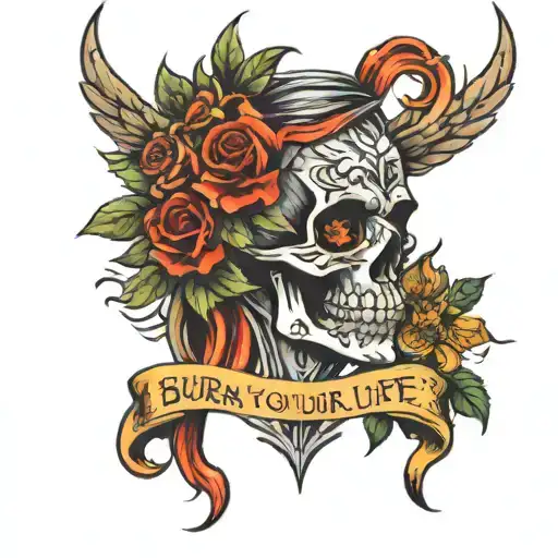 Burn your life tattoo design idea