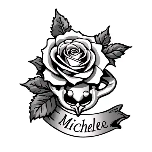 Irish Rose Tattoo with Claddagh and name Michele tattoo design idea