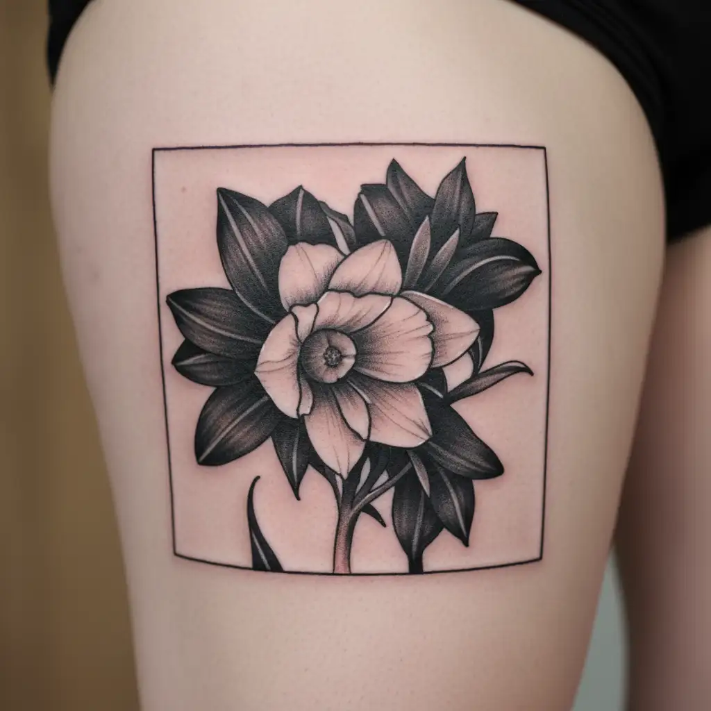 daffodil with date tattoo tattoo design idea
