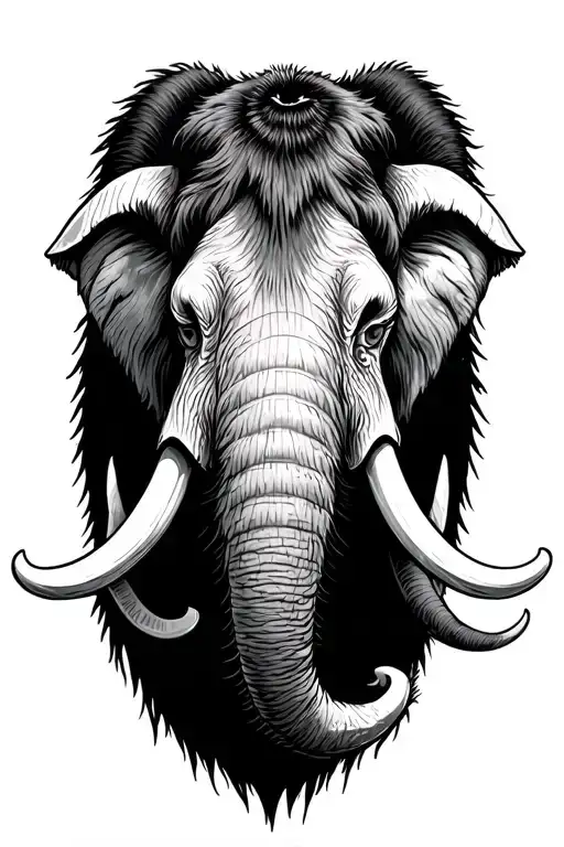 mammoth head tattoo design idea