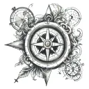  a compass with a globe inside, symbolizing your love for travel and desire to see the world. Around the compass, you co tattoo design idea