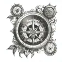  a compass with a globe inside, symbolizing your love for travel and desire to see the world. Around the compass, you co tattoo design idea