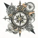  a compass with a globe inside, symbolizing your love for travel and desire to see the world. Around the compass, you co tattoo design idea