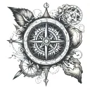  a compass with a globe inside, symbolizing your love for travel and desire to see the world. Around the compass, you co tattoo design idea