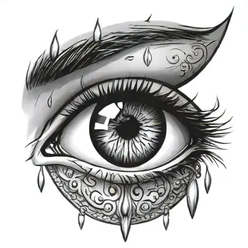 eye with tear drop tattoo design idea