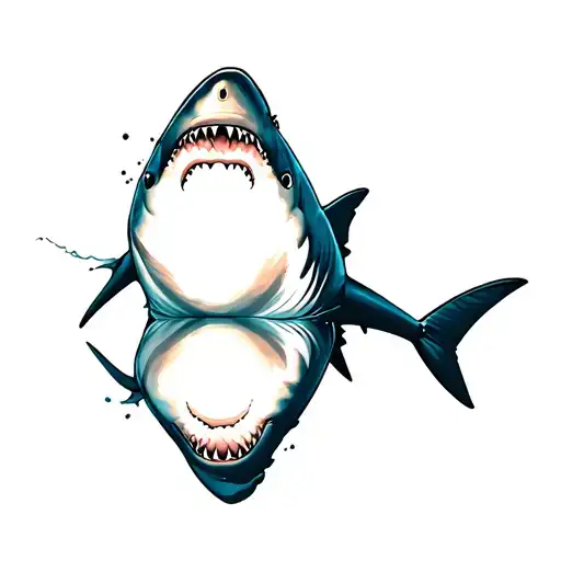 shark surrounded tattoo design idea