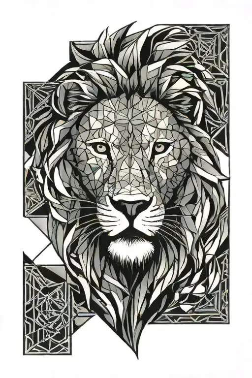 Lion face tattoo design idea