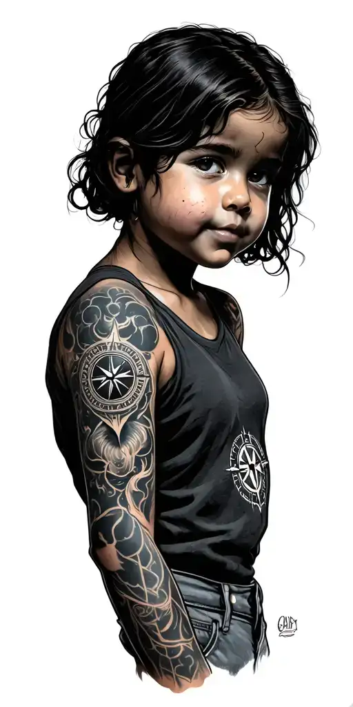 heart break, Hvac trade ,kids Westin ,Riley , Madalyn , compass tattoo design idea