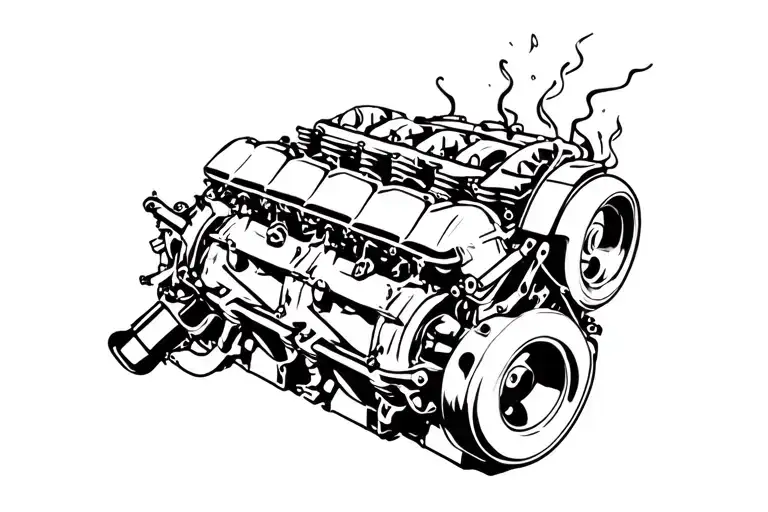 V8 Engine combustion tattoo design idea