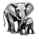Mama And Baby Elephant tattoo design idea