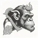 angry chimp smoking tattoo design idea