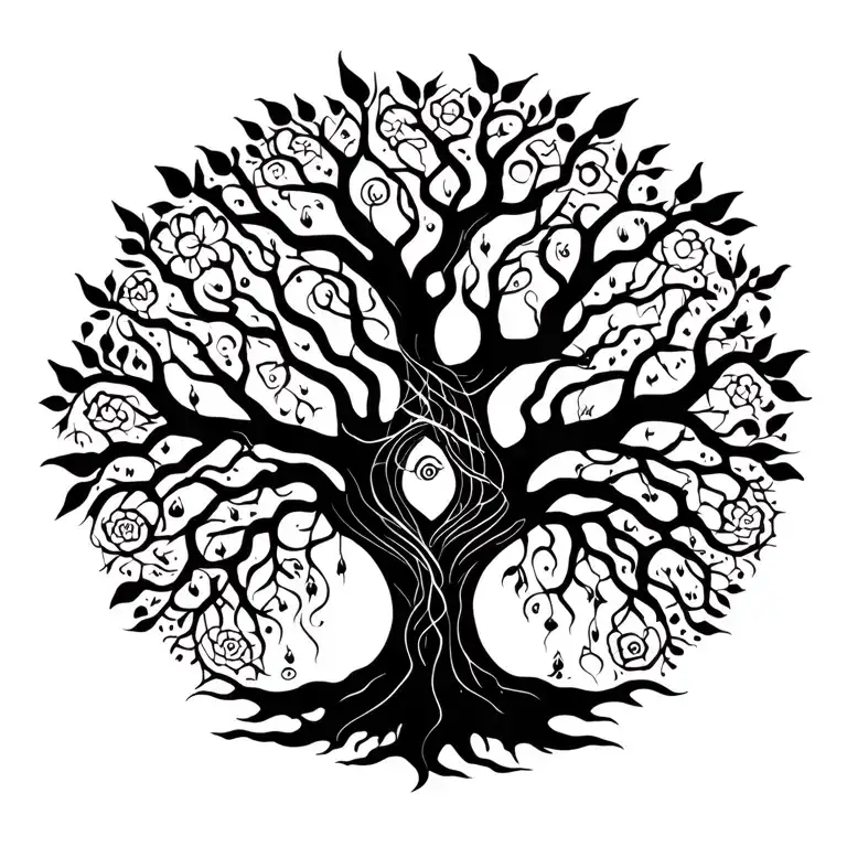 huge fairy ancestral tree tattoo design idea