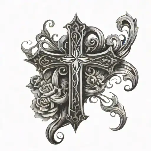 christian cross; psalm 34:18 tattoo design idea