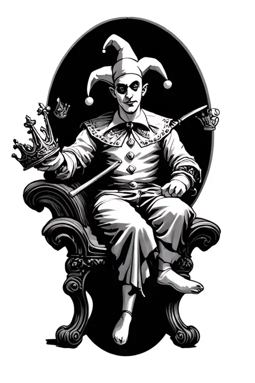 court jester sitting on a kings thrown tattoo design idea