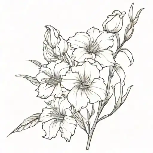 carnation gladiolus sweetpea flower tattoo design idea