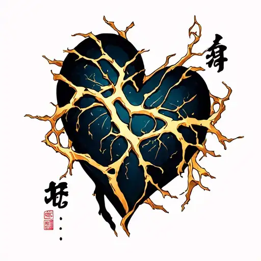 Kintsugi heart tattoo design idea