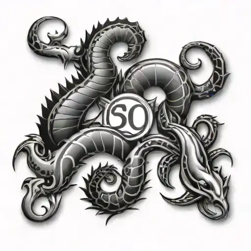 scorpio, aquarius and leo zodiac symbols incorporated tattoo design idea