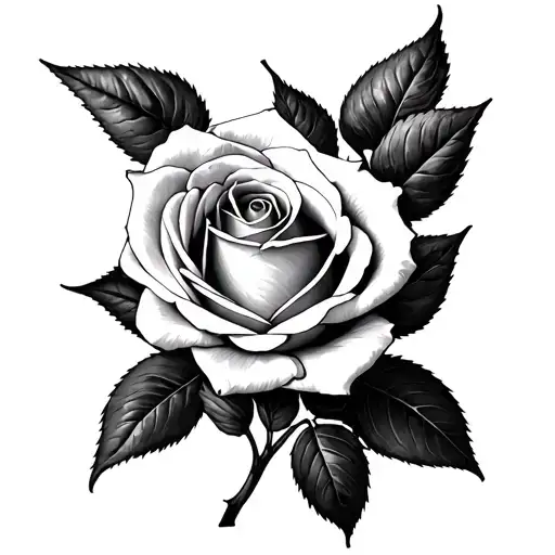 "Amalia Fernandez" with rose, black and white drawing tattoo design idea