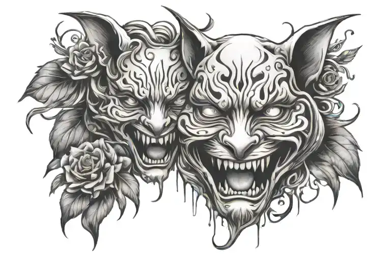 hiding emotions with smiling BPD tattoo design idea