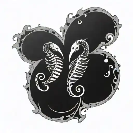 scorpio, aquarius zodiac and love tattoo design idea