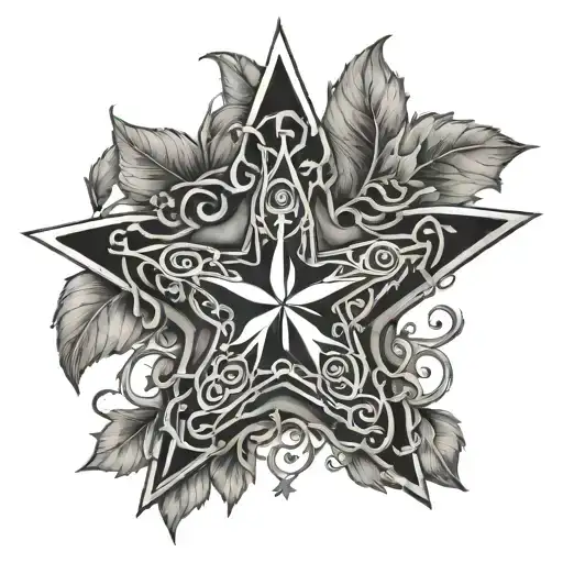 Star made out of vines wrapping tattoo design idea