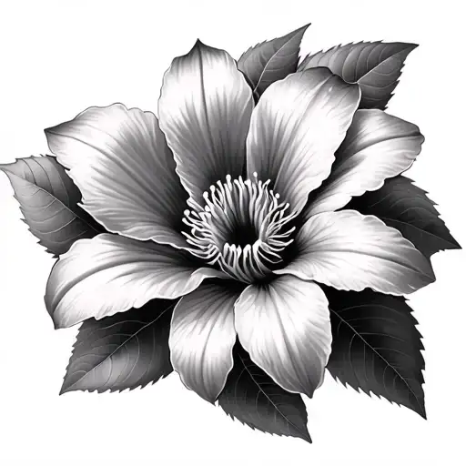 Clematis flower blooming tattoo design idea