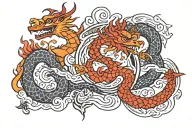vigvisir dragon four elements tattoo design idea