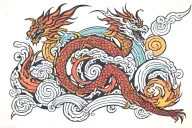 vigvisir dragon four elements tattoo design idea