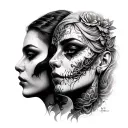 Double Face tattoo design idea