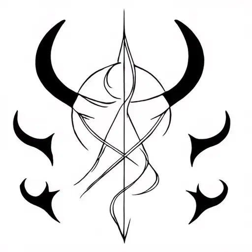 a beautiful zodiac Aquarius sign with dark evil horns tattoo design idea
