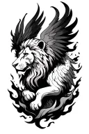lion and phoenix rising from the ashes tattoo design idea