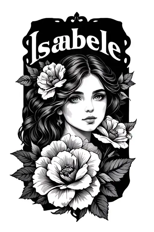 the name Isabelle with flowers tattoo tattoo design idea