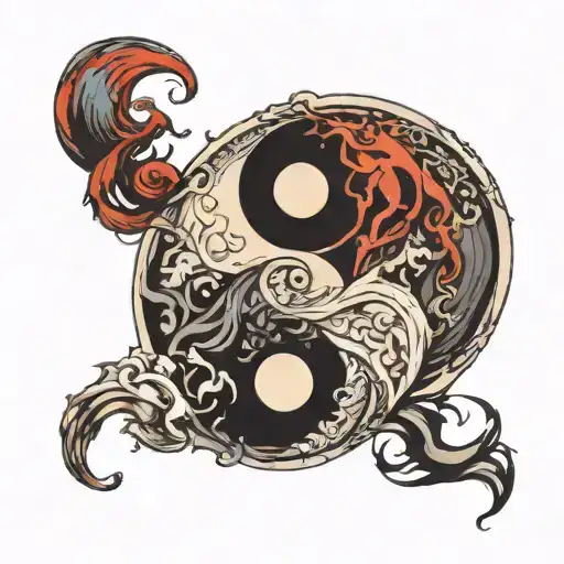 yin and yang symbol intertwined tattoo design idea
