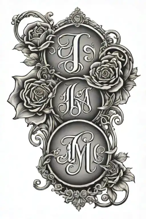family with initials tattoo design idea
