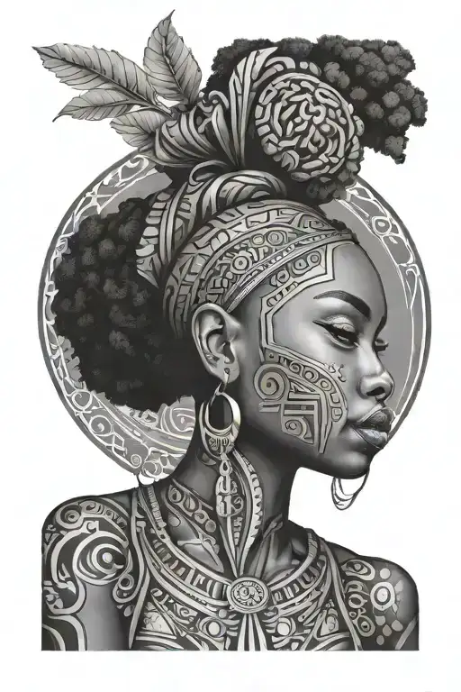 Afrocentric tattoo with cotton tattoo design idea
