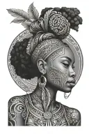 Afrocentric tattoo with cotton tattoo design idea
