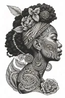 Afrocentric tattoo with cotton tattoo design idea