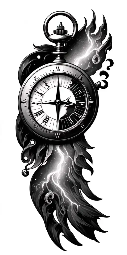 half compass, half pocket watch. northern lights.  Something to show protector and love and something to signal my famil tattoo design idea