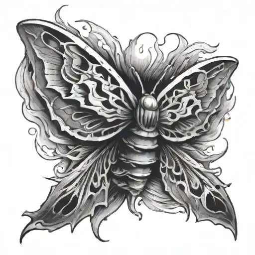 moth to flames left arm sleeve tattoo design idea